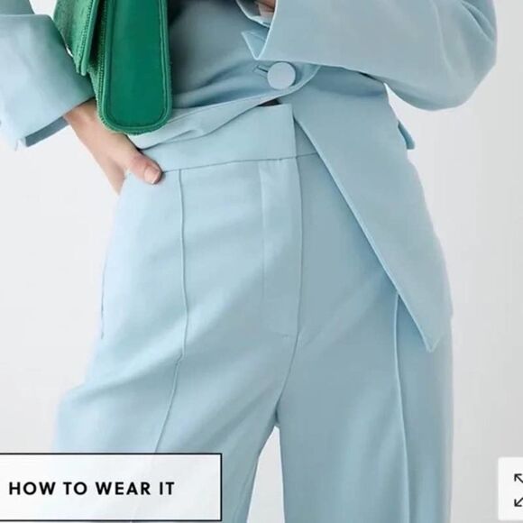 J. Crew Collection Full-length wide-leg tuxedo pant in Italian wool Sz 12 blue - Picture 3 of 11